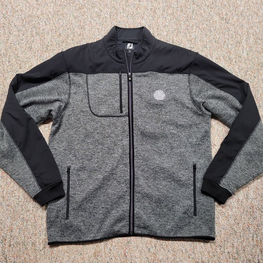 FootJoy Jacket Men XL Gray Pete Dye Golf Club Full Zip Hybrid Knit Sweater Layer